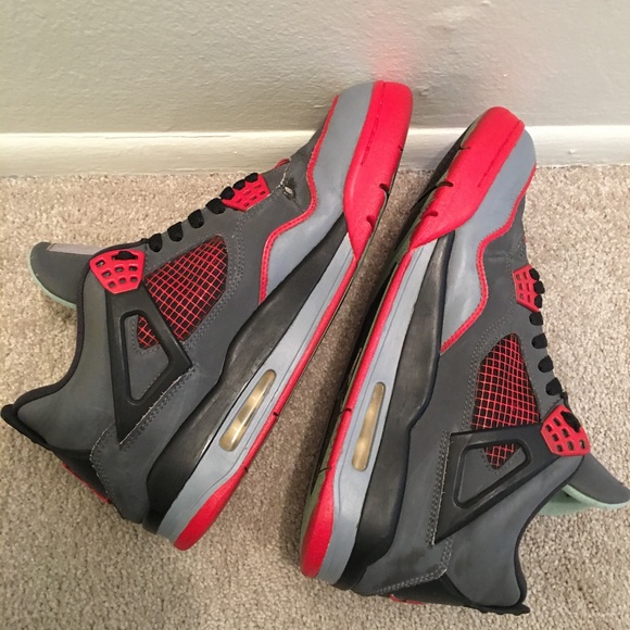 CUSTOM Jordan Retro 4 Green Glows Size 10.5 One Of A Kind Infrareds - Picture 3 of 7